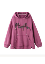 Oversized Rose Hooded Pockets Warm Fleece Sweatshirts Top Winter