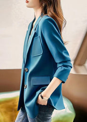 Peacock Blue Patchwork Coat Outwear Peter Pan Collar Spring