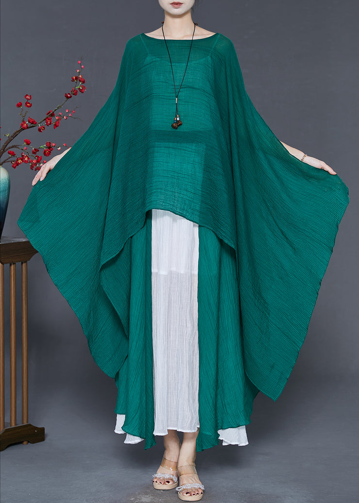 Peacock Green Chiffon Long Smock Asymmetrical Summer