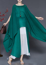 Peacock Green Chiffon Long Smock Asymmetrical Summer