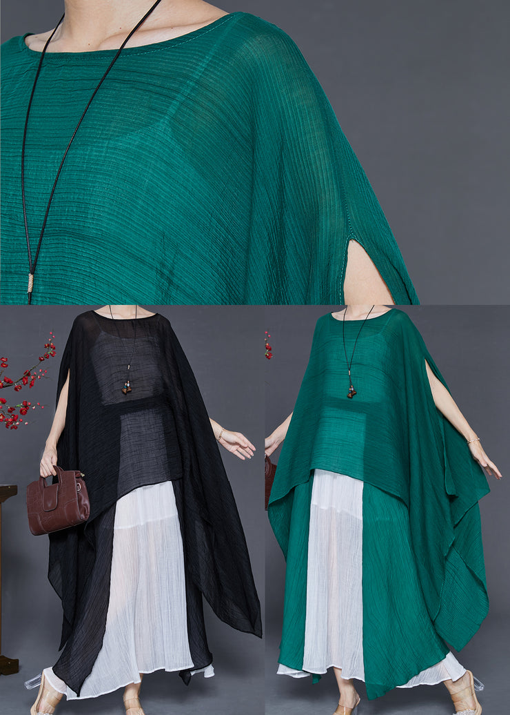 Peacock Green Chiffon Long Smock Asymmetrical Summer