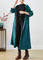 Peacock Green Oversized Warm Fleece Corduroy Trench Hooded Winter