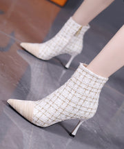 Pink Classy Splicing High Heel Boots Pointed Toe