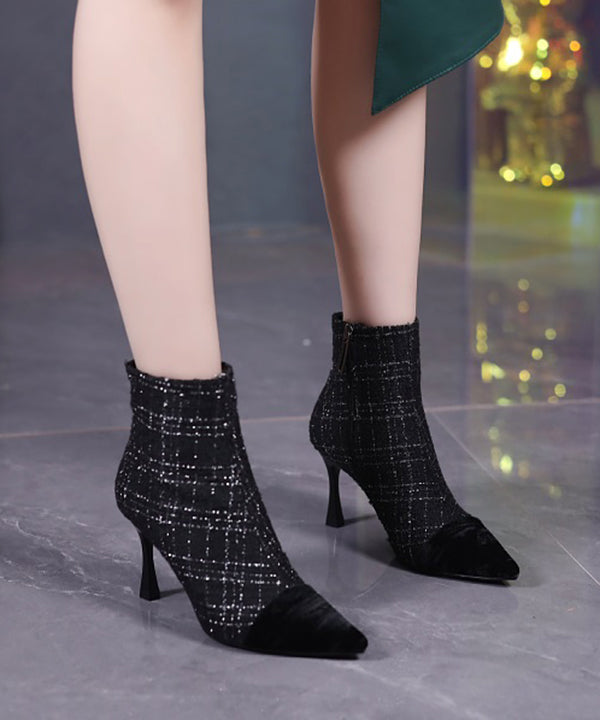 Pink Classy Splicing High Heel Boots Pointed Toe