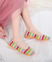 Pink Comfortable Breathable Knit Fabric Penny Loafers