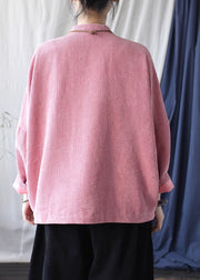 Pink Corduroy Oriental Coat Oversized Spring