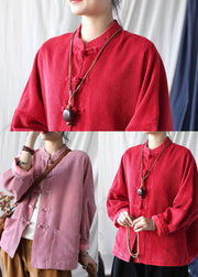 Pink Corduroy Oriental Coat Oversized Spring