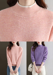 Pink Cozy Thick Knit Fall Sweater Turtleneck