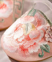 Pink Flat Shoes For Women Splicing Tulle Embroideried