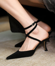 Pink High Heels Suede Pointed Toe Fashion Splicing Buckle Strap