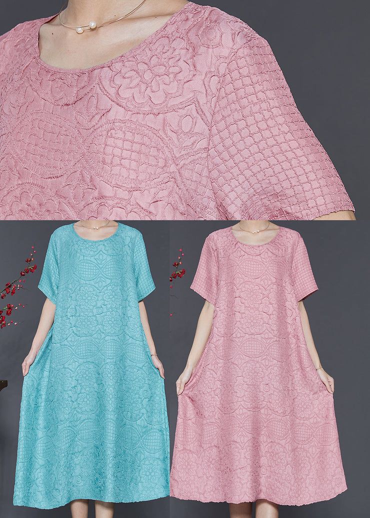 Pink Jacquard Cotton Vacation Dresses Oversized Summer