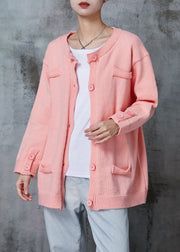 Pink Knit Cardigan Oversized Button Down Spring