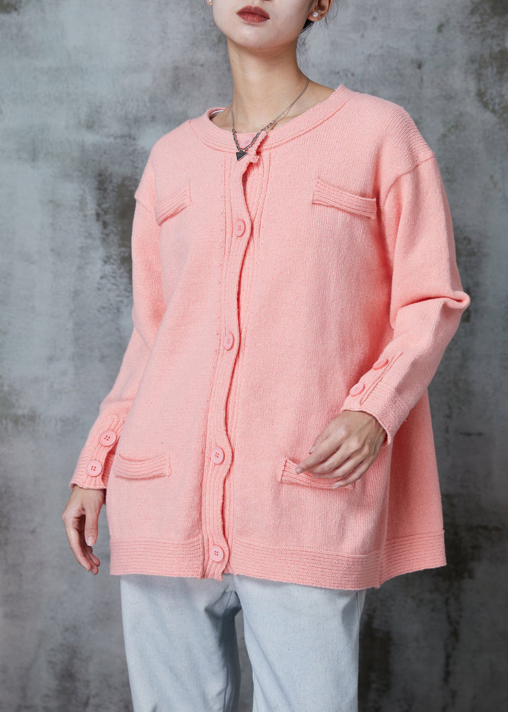 Pink Knit Cardigan Oversized Button Down Spring