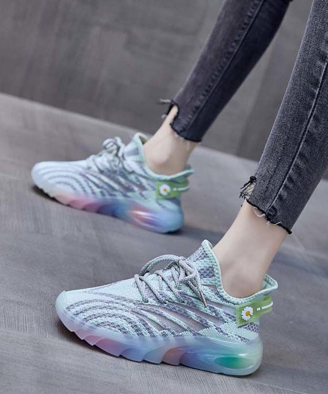 Pink Lace Up Splicing Breathable Mesh Platform Sport Shoes