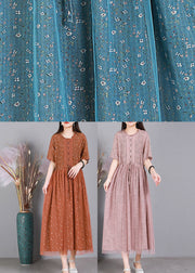 Pink O-Neck Embroideried Floral Tulle Long Dresses Summer