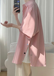 Pink Peter Pan Collar Cozy Chiffon Shirt Summer