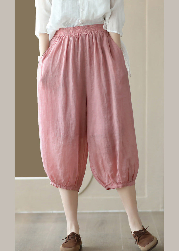 Pink Pockets Cozy Ramie Lantern Pants Summer