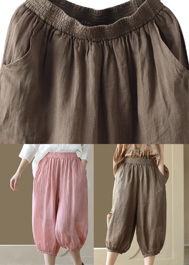 Pink Pockets Cozy Ramie Lantern Pants Summer