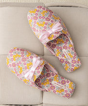 Pink Print Slippers Shoes Cotton Fabric Comfy Splicing