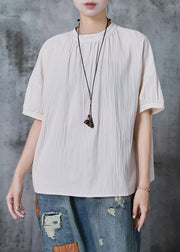 Plus Size Apricot Stand Collar Linen Tank Summer