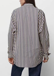 Plus Size Asymmetrical Striped Patchwork Shirts Spring