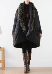 Plus Size Black Fur Collar Warm Thick Parka Winter