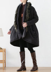 Plus Size Black Fur Collar Warm Thick Parka Winter