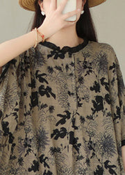 Plus Size Black O-Neck Print Top Half Sleeve