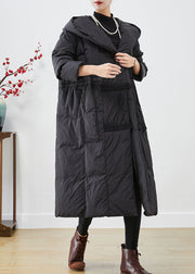 Plus Size Black Oversized Patchwork Duck Down Jacket In Winter