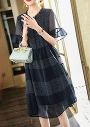 Plus Size Black Print Chiffon Maxi Dress Summer