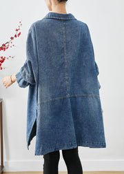 Plus Size Blue Oversized Big Pockets Denim Coats Fall