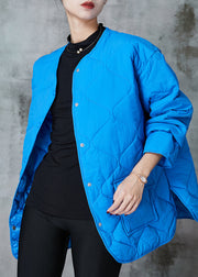 Plus Size Blue Oversized Pockets Fine Cotton Filled Coats Spring