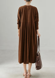 Plus Size Chocolate Oversized Corduroy Maxi Dresses Fall