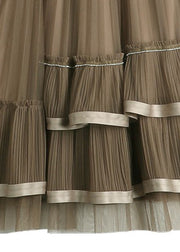 Plus Size Chocolate Asymmetrical Patchwork High Waist Tulle Skirts Summer