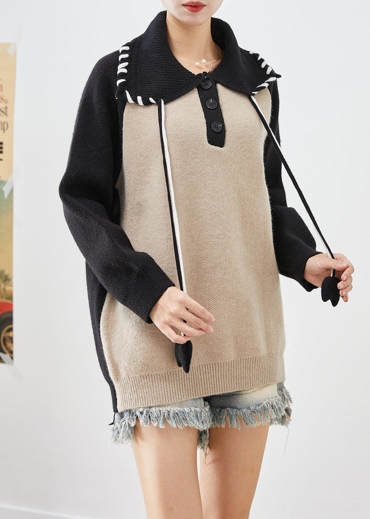 Plus Size Colorblock Oversized Patchwork Knit Pullover Streetwear Fall