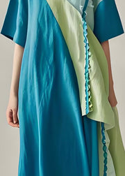 Plus Size Colorblock Ruffled Patchwork Cotton Dresses Summer