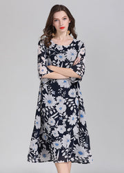 Plus Size Floral O Neck Patchwork Chiffon Dress Summer