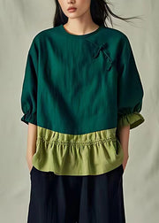 Plus Size Green Patchwork T Shirts Summer