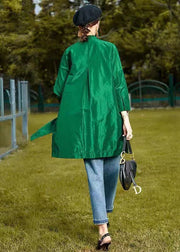 Plus Size Green Peter Pan Collar Wear On Both Sides Patchwork Silk Coat Fall