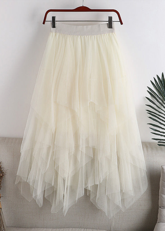 Plus Size Grey Asymmetrical Design Tulle Skirt Summer