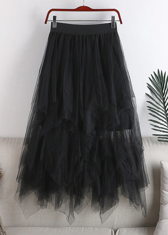 Plus Size Grey Asymmetrical Design Tulle Skirt Summer