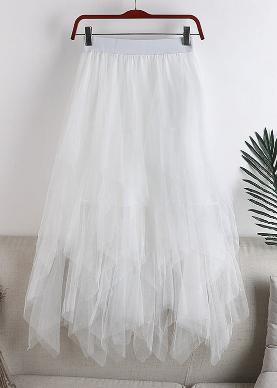 Plus Size Grey Asymmetrical Design Tulle Skirt Summer