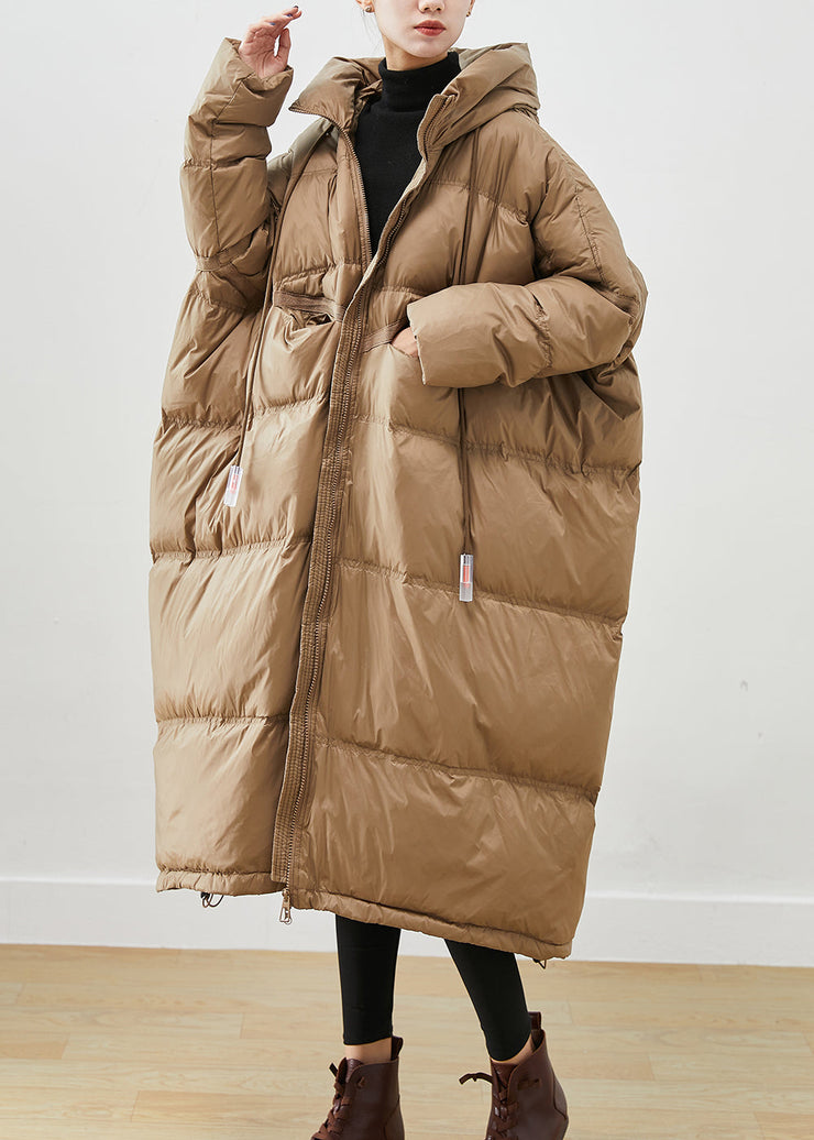 Plus Size Khaki Oversized Drawstring Duck Down Winter Coats Winter