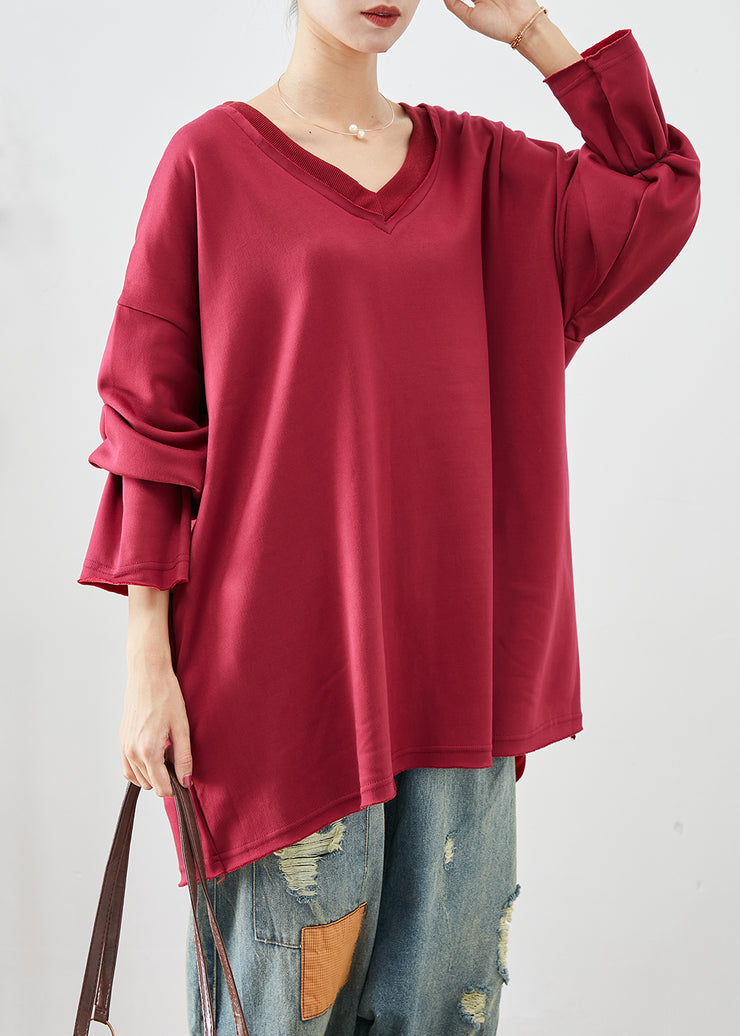 Plus Size Mulberry Oversized Cotton Sweatshirts Top Spring