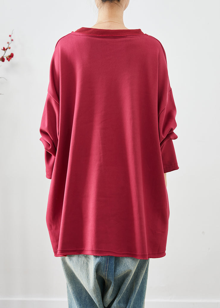 Plus Size Mulberry Oversized Cotton Sweatshirts Top Spring