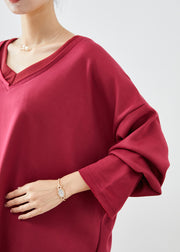 Plus Size Mulberry Oversized Cotton Sweatshirts Top Spring