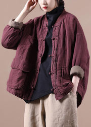 Orange Warm Linen Jackets Oriental Winter Parka Coats