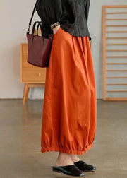 Plus Size Orange Pockets Cotton Lantern Pants Summer