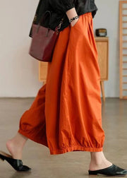 Plus Size Orange Pockets Cotton Lantern Pants Summer