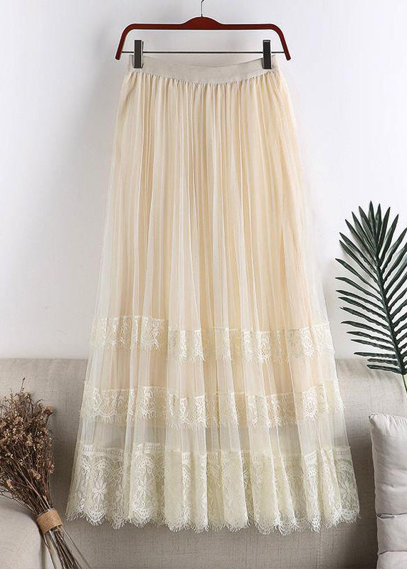 Plus Size Pink Lace Patchwork Tulle Maxi Skirt Summer